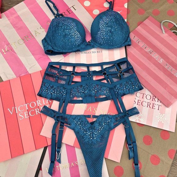 Victoria's Secret VTG Very Sexy Limited Edition Blue Rhinestone Lingerie Set NWT - Picture 2 of 16